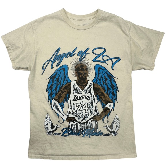 Headgear Classics Kobe Bryant Angel of LA Black Mamba T-Shirt Mens Medium Cream - Picture 2 of 6